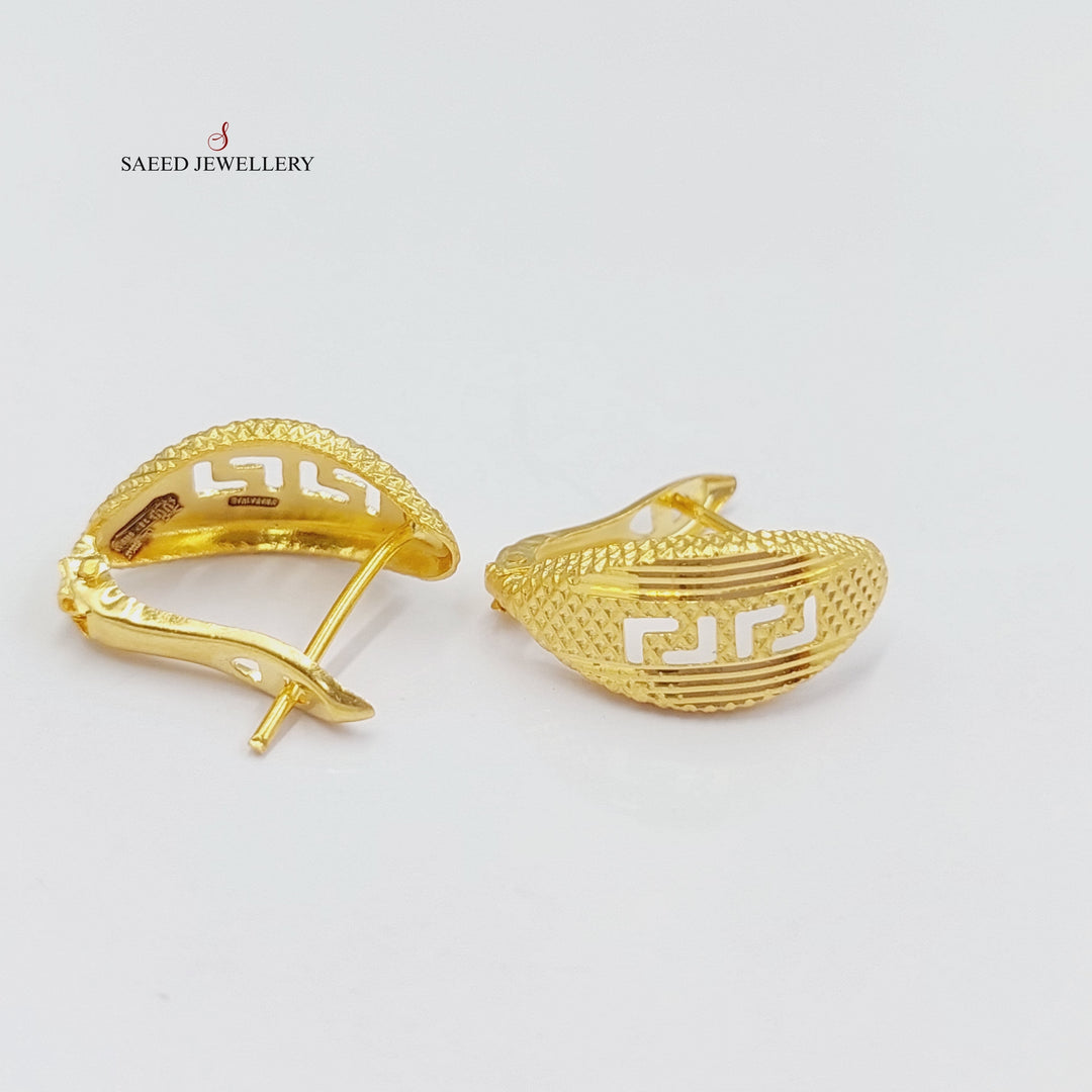 21K Gold Engraved Earrings by Saeed Jewelry - Image 2