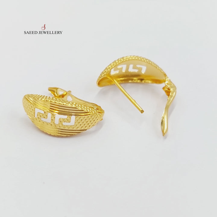 21K Gold Engraved Earrings by Saeed Jewelry - Image 1