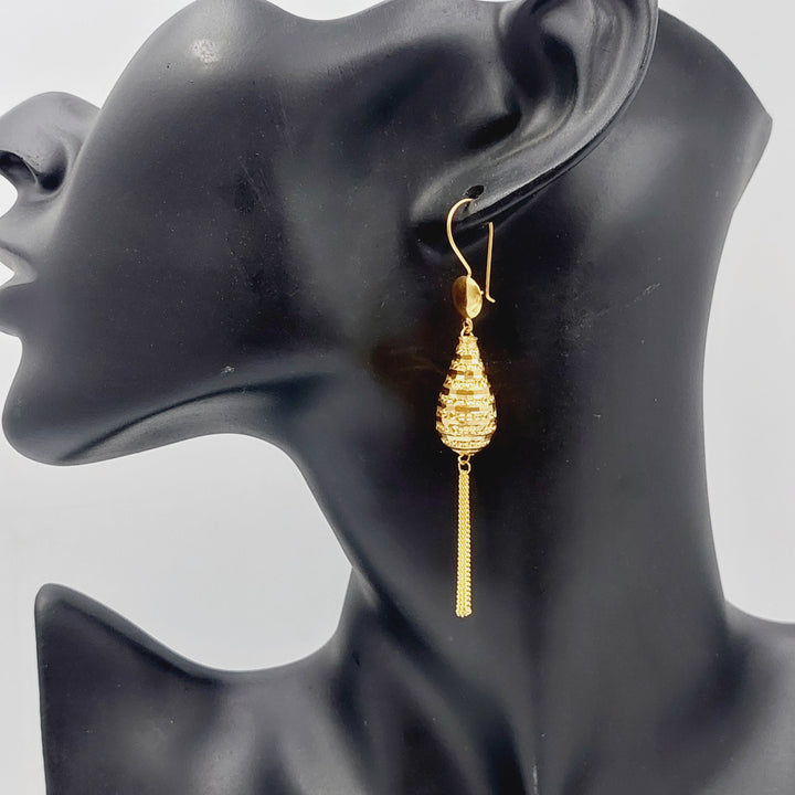 21K Gold Engraved Earrings by Saeed Jewelry - Image 2