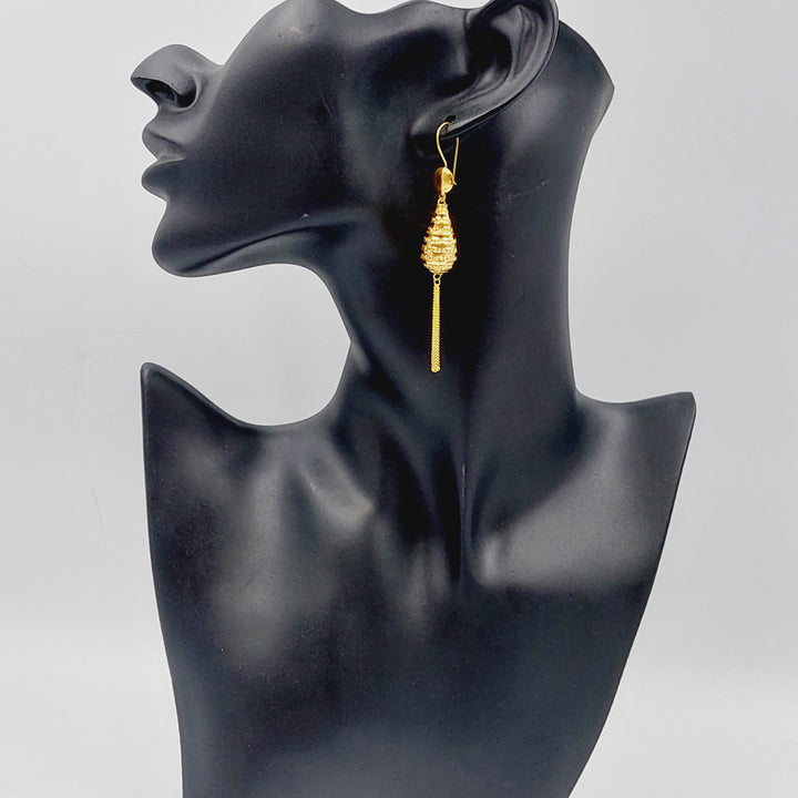 21K Gold Engraved Earrings by Saeed Jewelry - Image 3