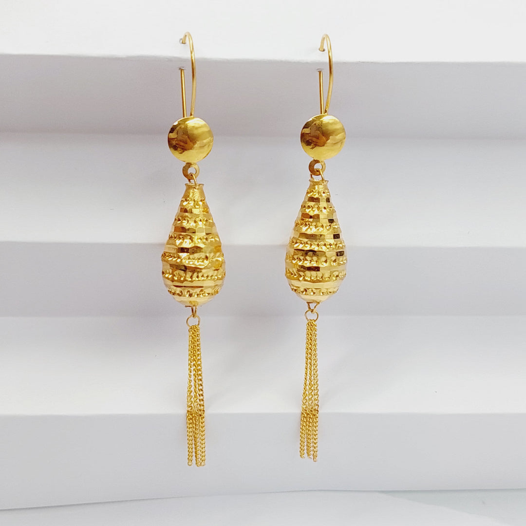 21K Gold Engraved Earrings by Saeed Jewelry - Image 4