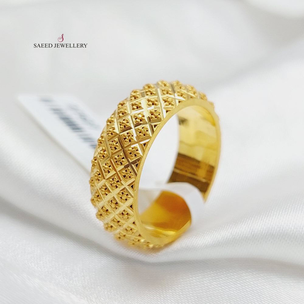 21K Gold Engraved Engagement Ring by Saeed Jewelry - Image 2