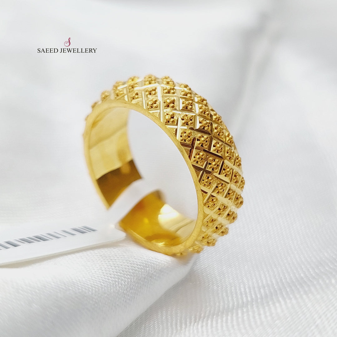 21K Gold Engraved Engagement Ring by Saeed Jewelry - Image 3