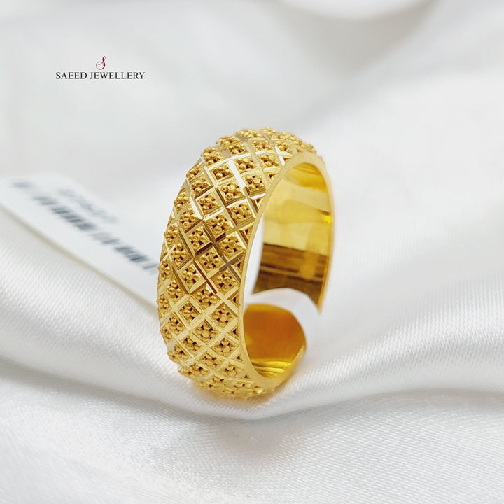 21K Gold Engraved Engagement Ring by Saeed Jewelry - Image 1