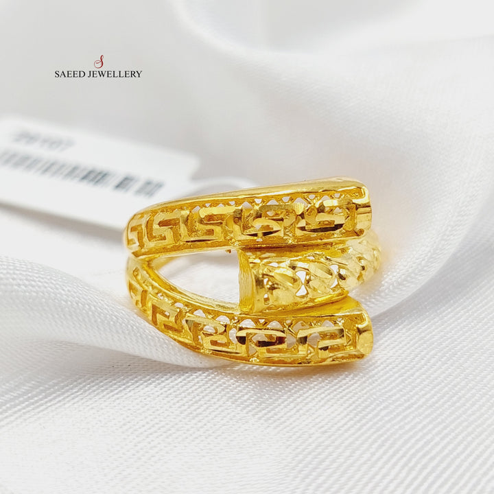 21K Gold Engraved Hexa Ring by Saeed Jewelry - Image 1