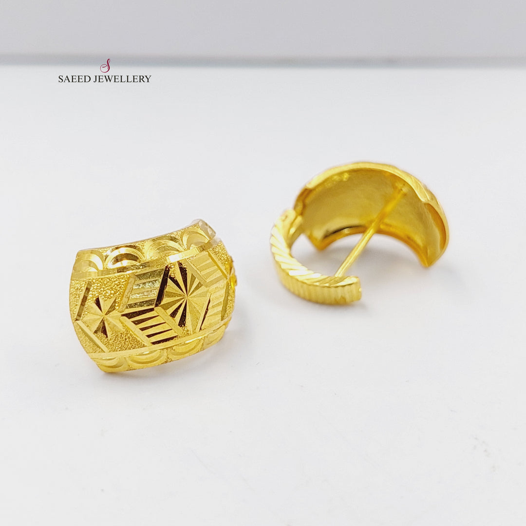 21K Gold Engraved Hoop Earrings by Saeed Jewelry - Image 4