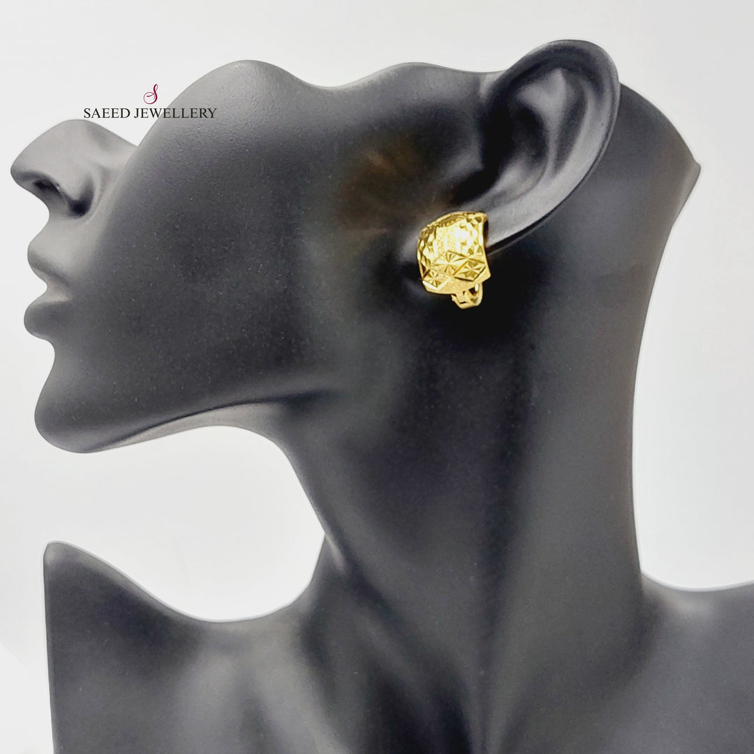 21K Gold Engraved Hoop Earrings by Saeed Jewelry - Image 2