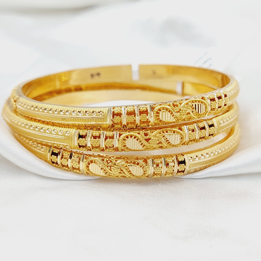 Engraved Kuwaiti Bangle  Made of 21K Yellow Gold by Saeed Jewelry-30918