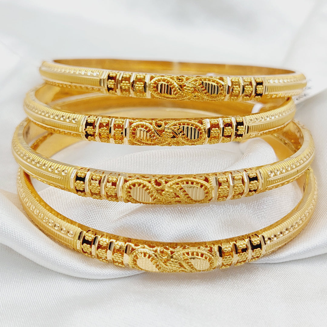 Engraved Kuwaiti Bangle  Made of 21K Yellow Gold by Saeed Jewelry-30918