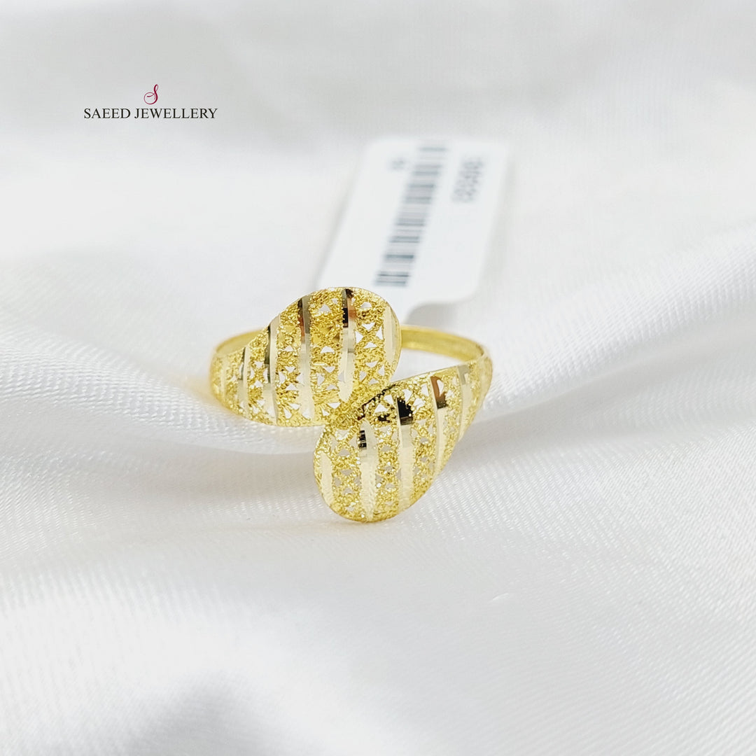 18K Gold Engraved Light Ring by Saeed Jewelry - Image 3