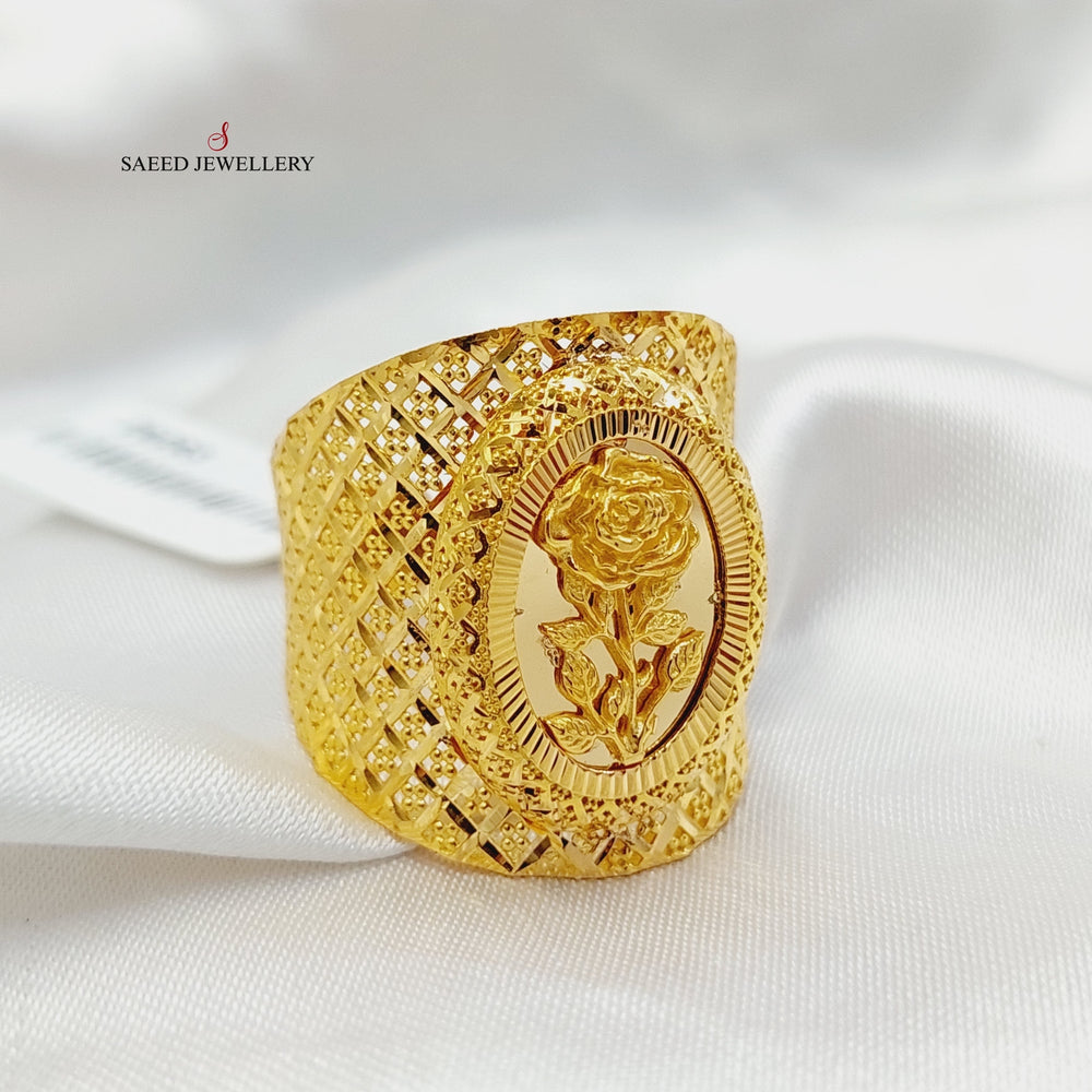 21K Gold Engraved Ounce Ring by Saeed Jewelry - Image 2