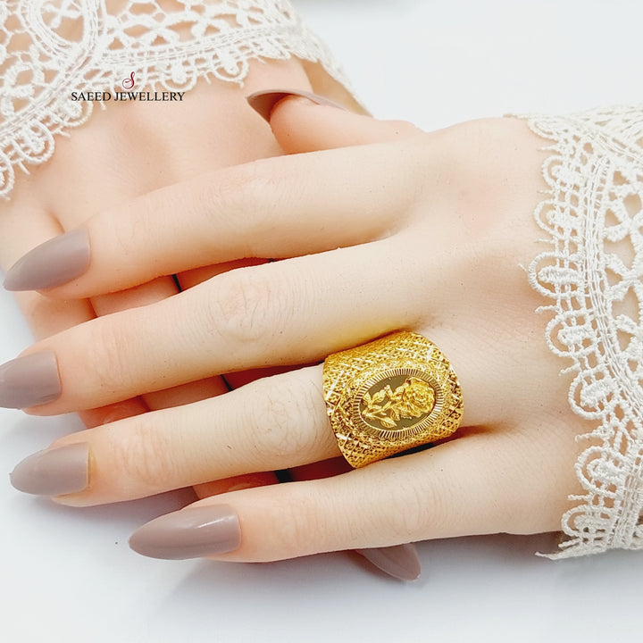 21K Gold Engraved Ounce Ring by Saeed Jewelry - Image 5