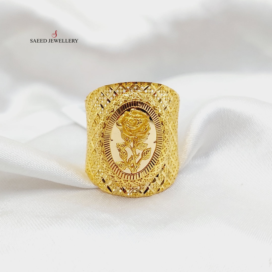 21K Gold Engraved Ounce Ring by Saeed Jewelry - Image 1