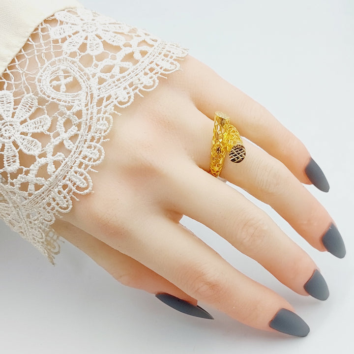 21K Gold Engraved Ring by Saeed Jewelry - Image 1