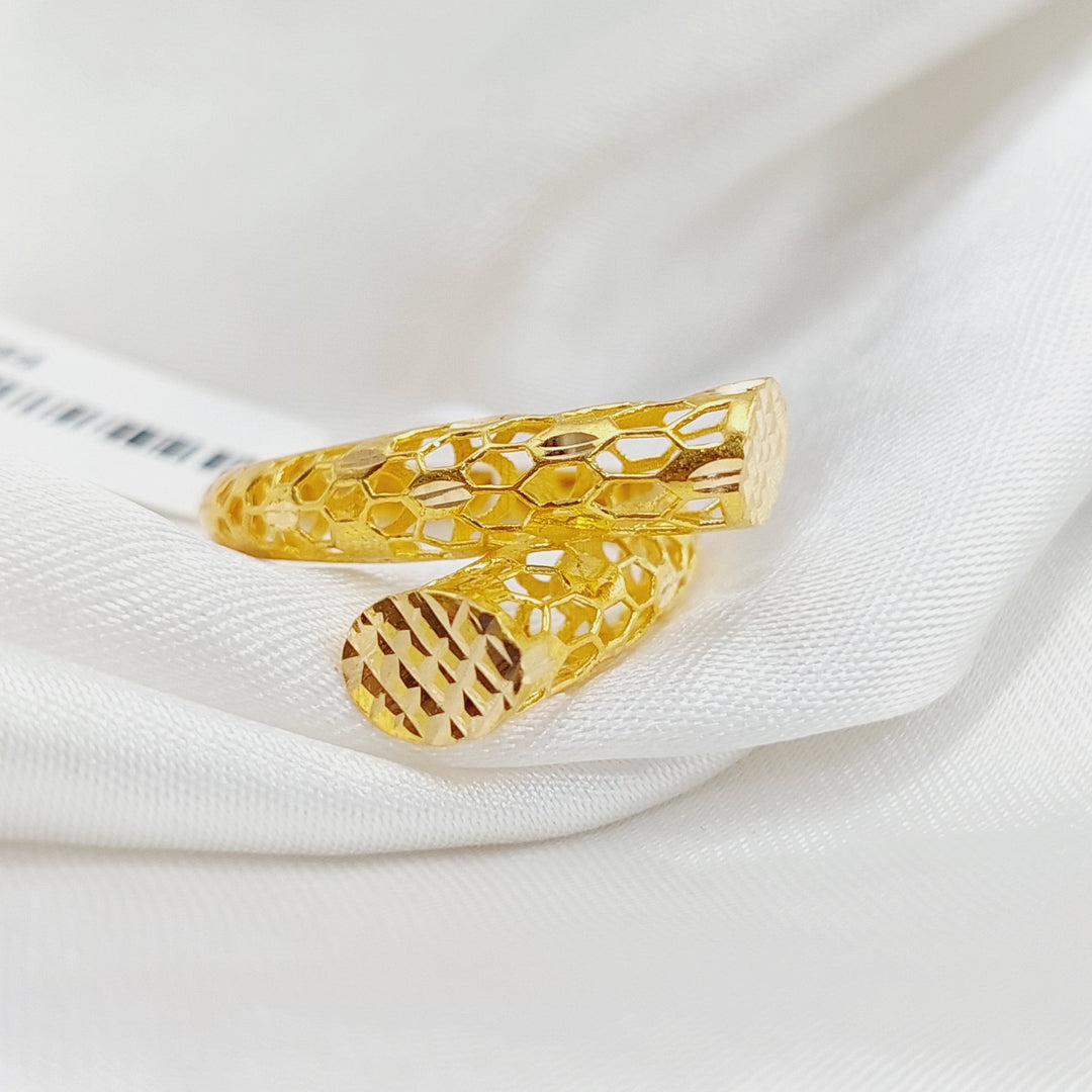 21K Gold Engraved Ring by Saeed Jewelry - Image 1