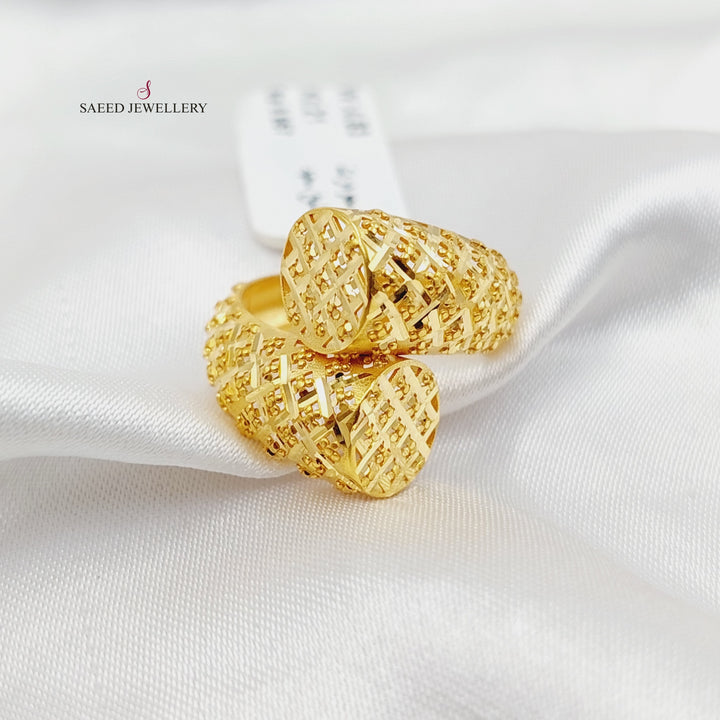 21K Gold Engraved Ring by Saeed Jewelry - Image 1