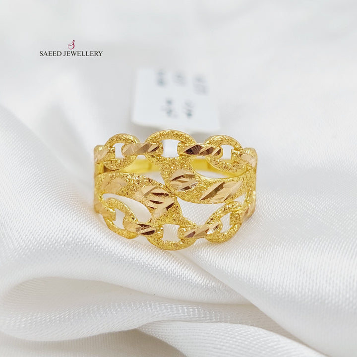 21K Gold Engraved Ring by Saeed Jewelry - Image 1