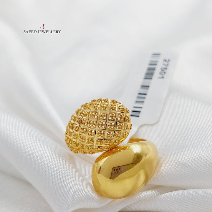 21K Gold Engraved Ring by Saeed Jewelry - Image 1