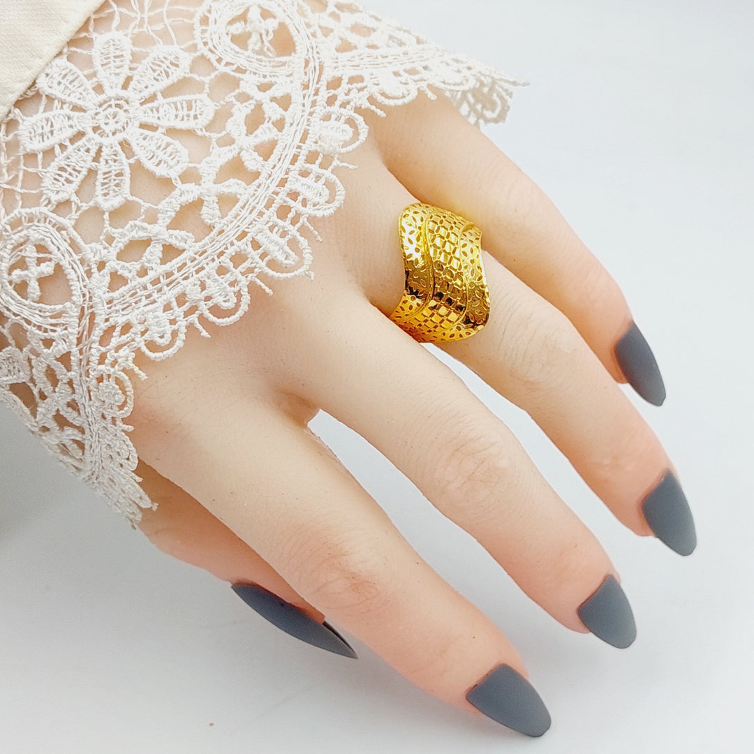 21K Gold Engraved Ring by Saeed Jewelry - Image 4