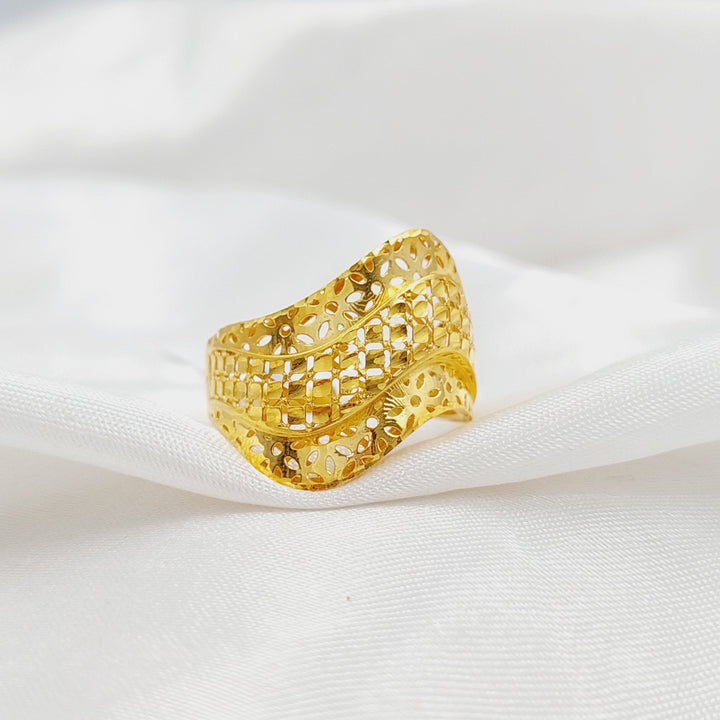 21K Gold Engraved Ring by Saeed Jewelry - Image 1