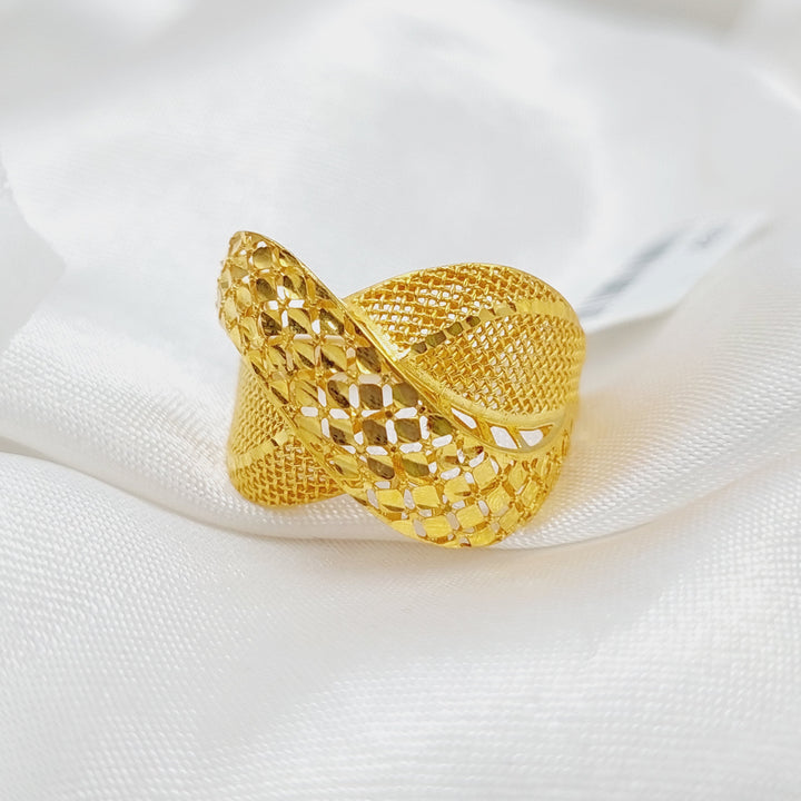 21K Gold Engraved Ring by Saeed Jewelry - Image 3