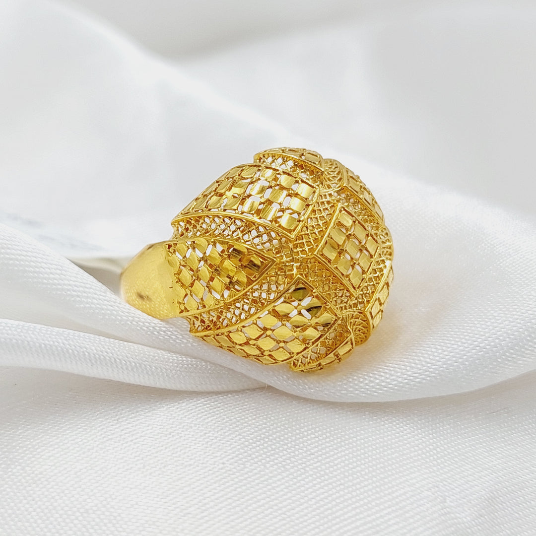 21K Gold Engraved Ring by Saeed Jewelry - Image 1