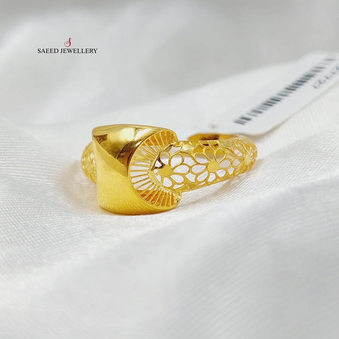 21K Gold Engraved Ring by Saeed Jewelry - Image 1