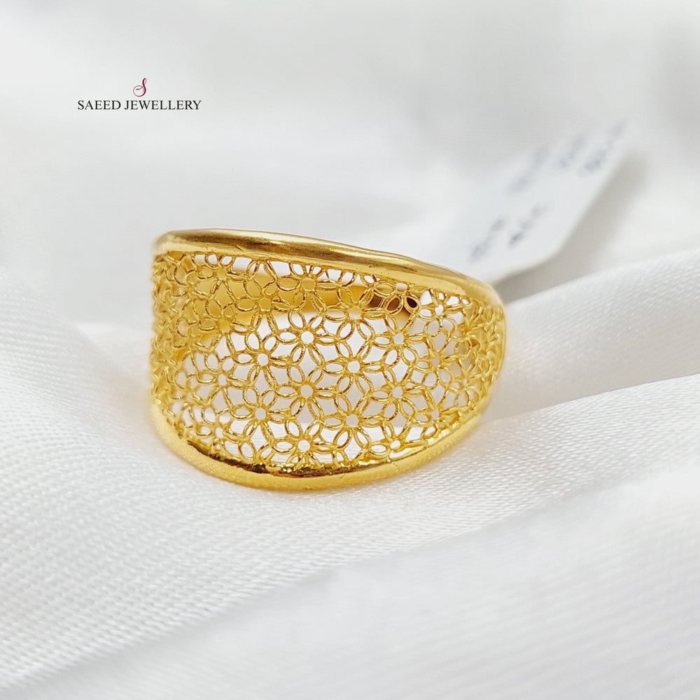 21K Gold Engraved Ring by Saeed Jewelry - Image 2