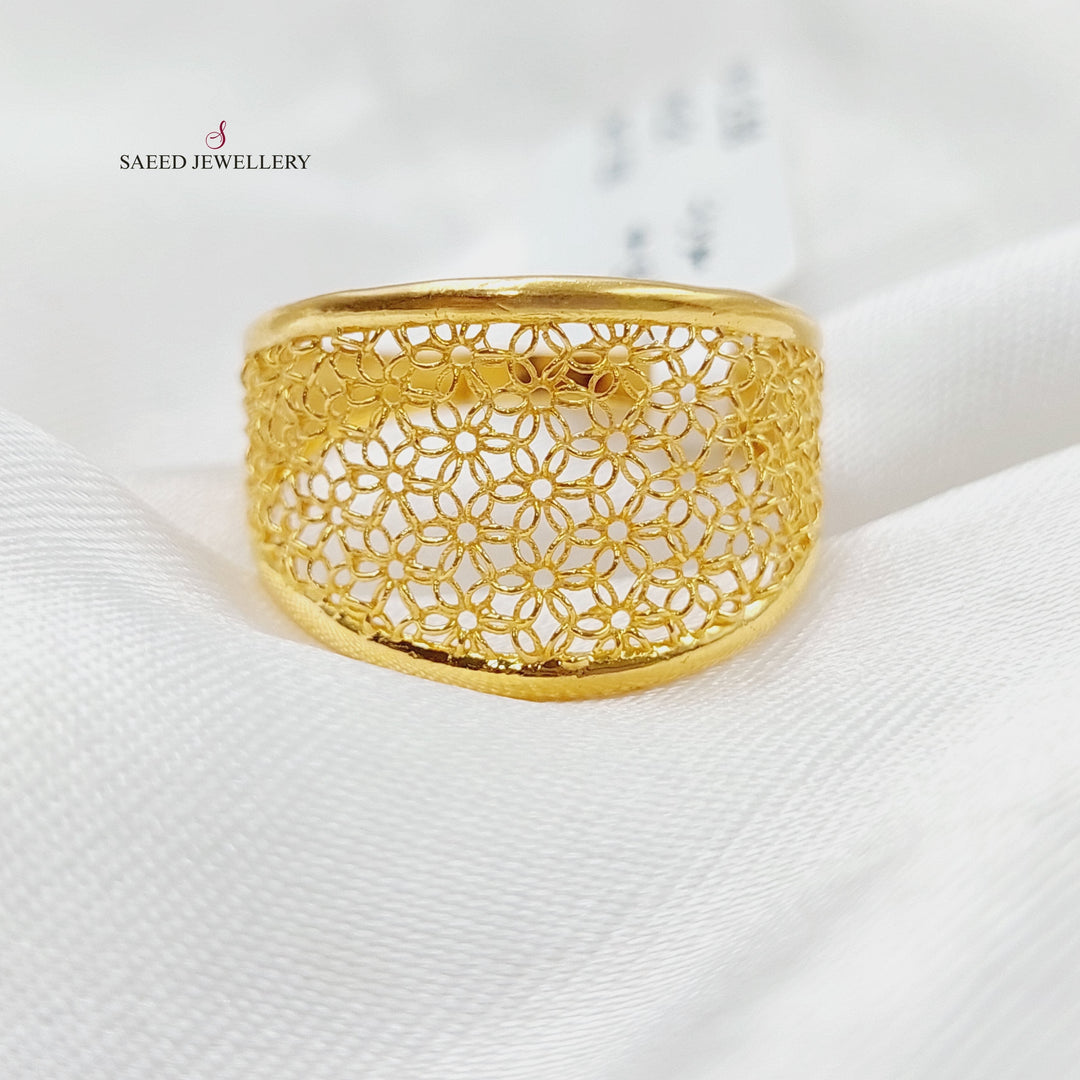 21K Gold Engraved Ring by Saeed Jewelry - Image 1