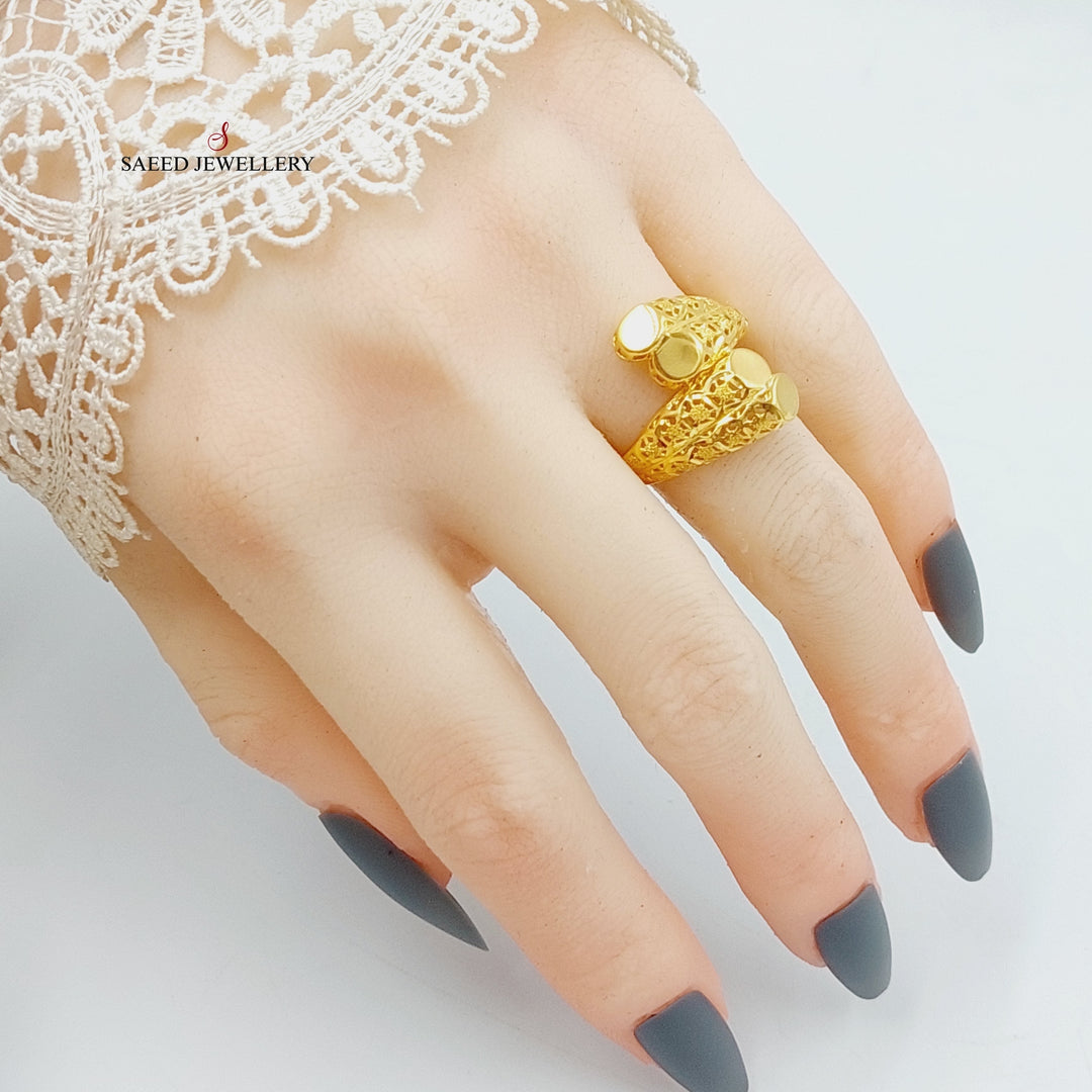 21K Gold Engraved Ring by Saeed Jewelry - Image 4