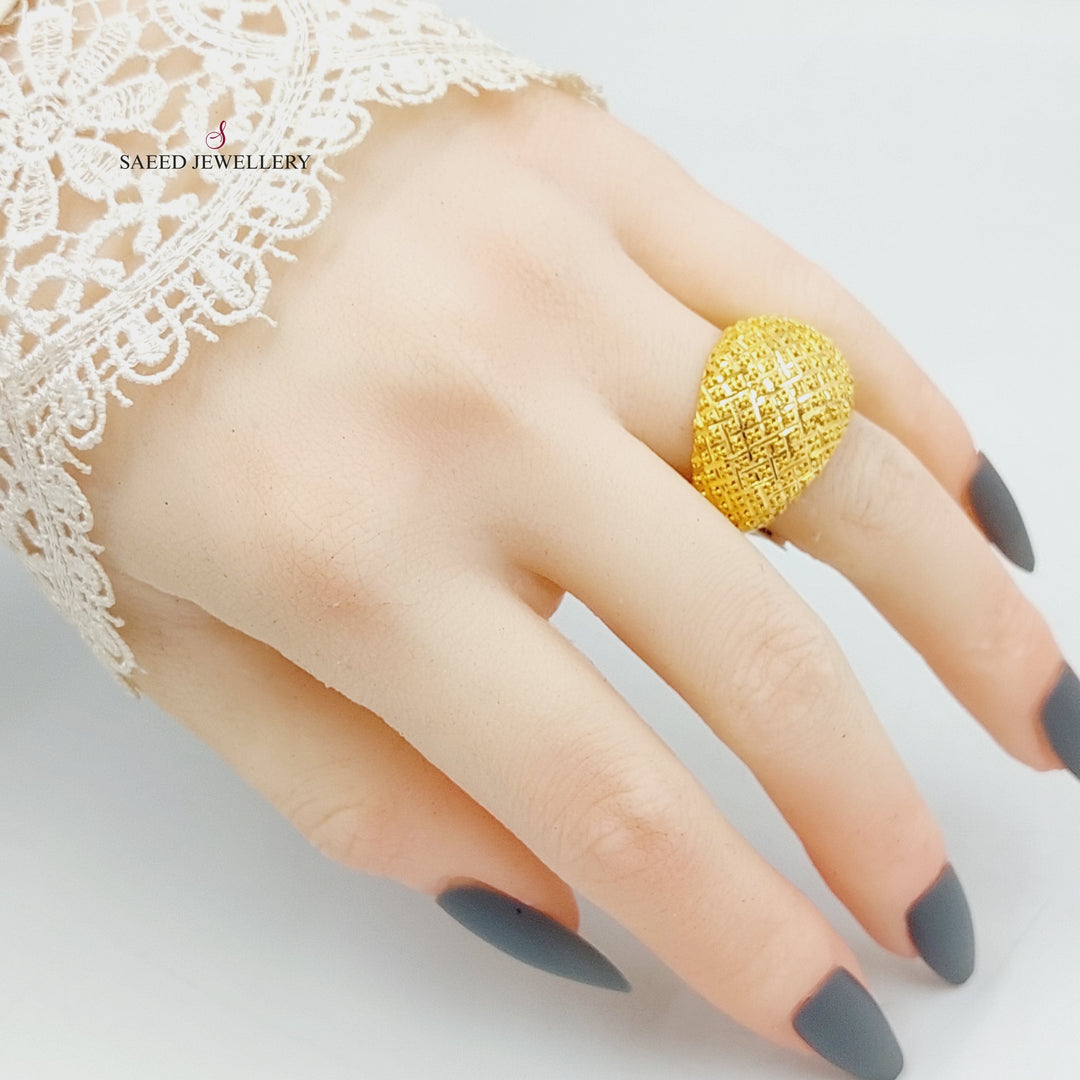 21K Gold Engraved Ring by Saeed Jewelry - Image 2