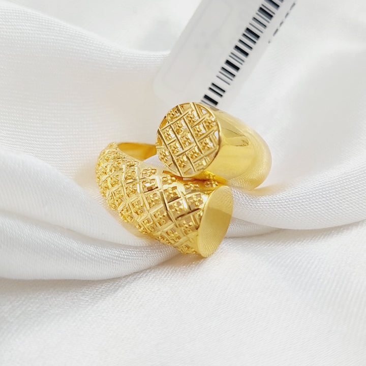 21K Gold Engraved Ring by Saeed Jewelry - Image 1