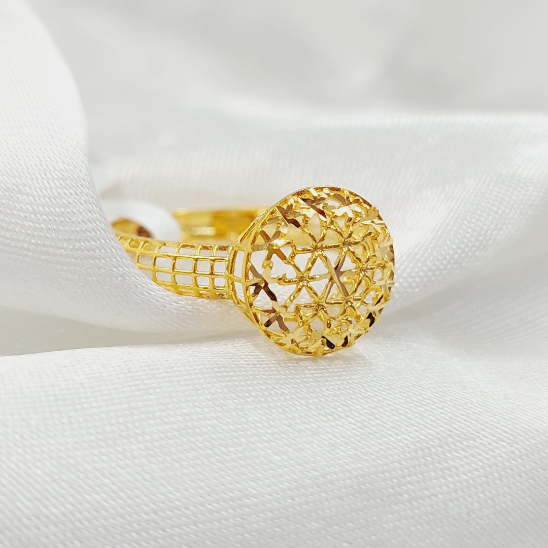 21K Gold Engraved Ring by Saeed Jewelry - Image 1