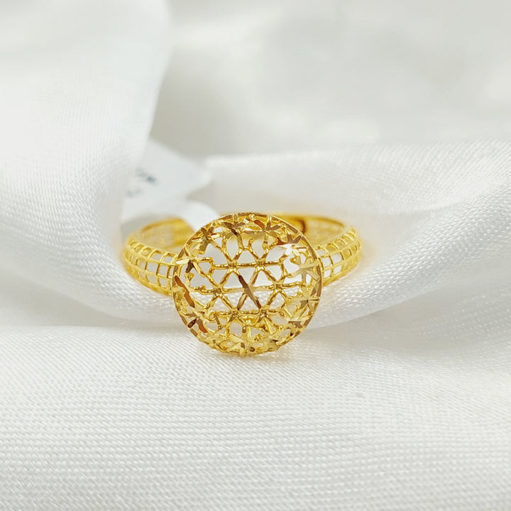 21K Gold Engraved Ring by Saeed Jewelry - Image 1