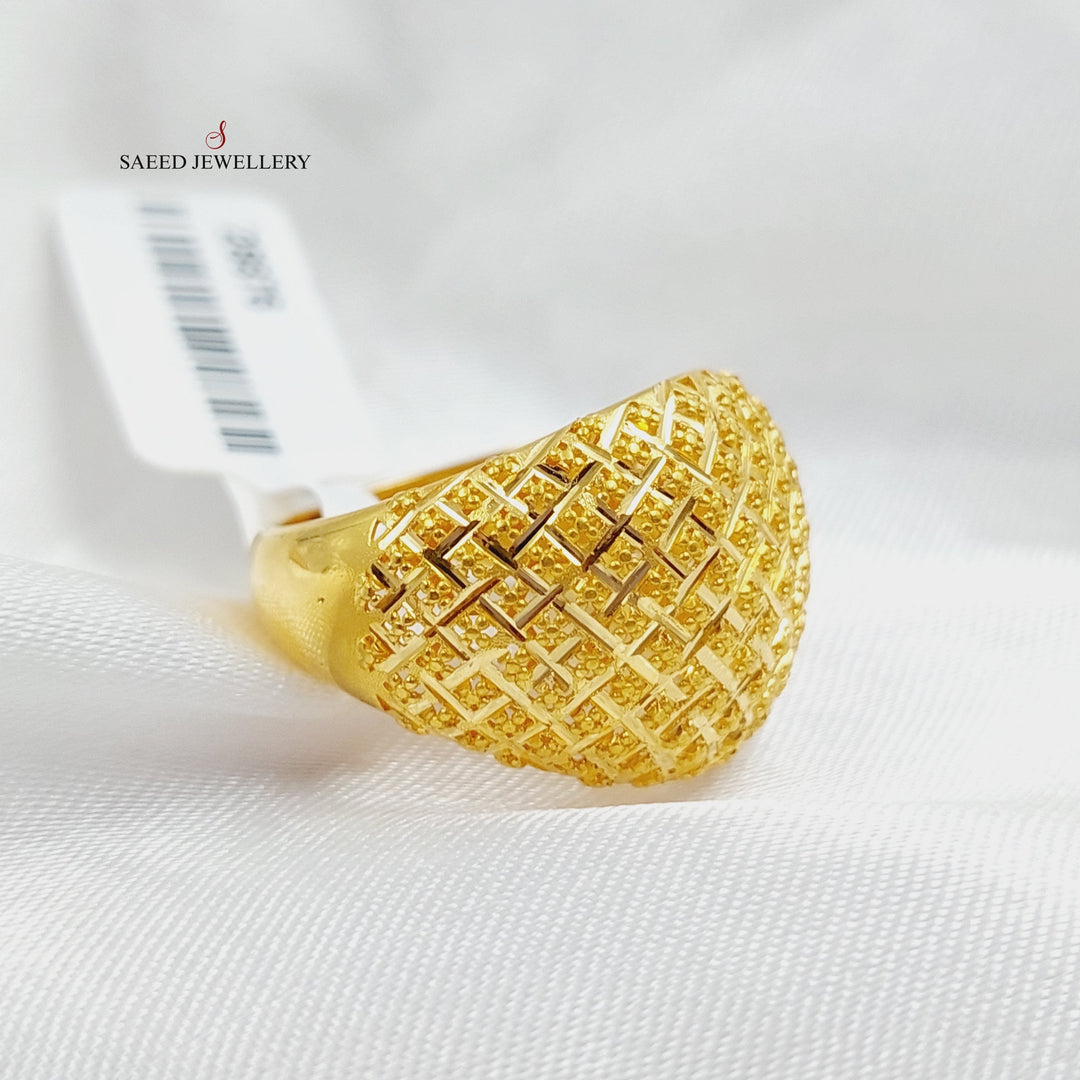 21K Gold Engraved Ring by Saeed Jewelry - Image 3