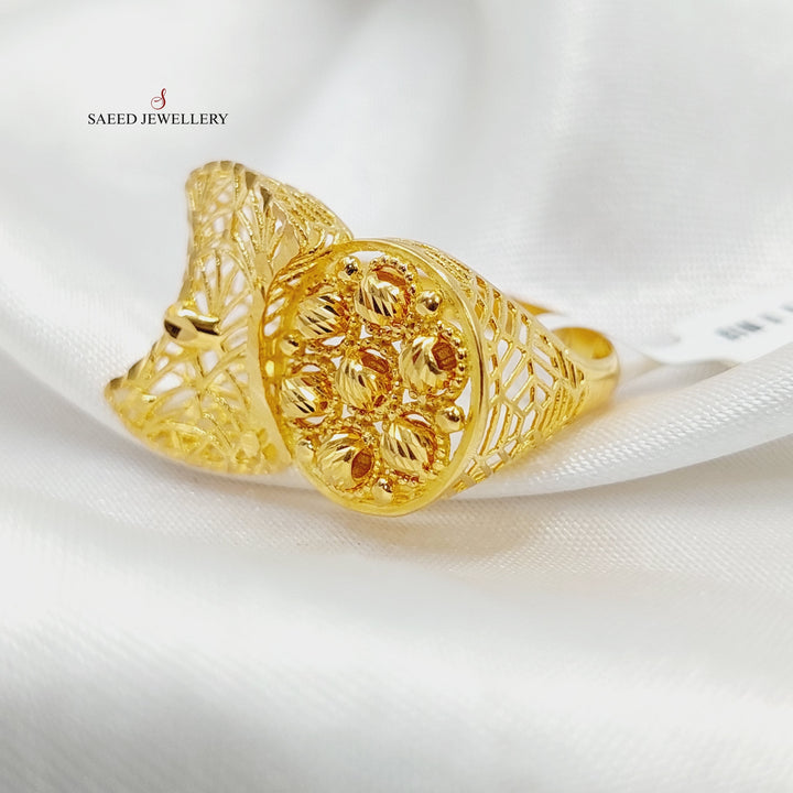 21K Gold Engraved Ring by Saeed Jewelry - Image 3