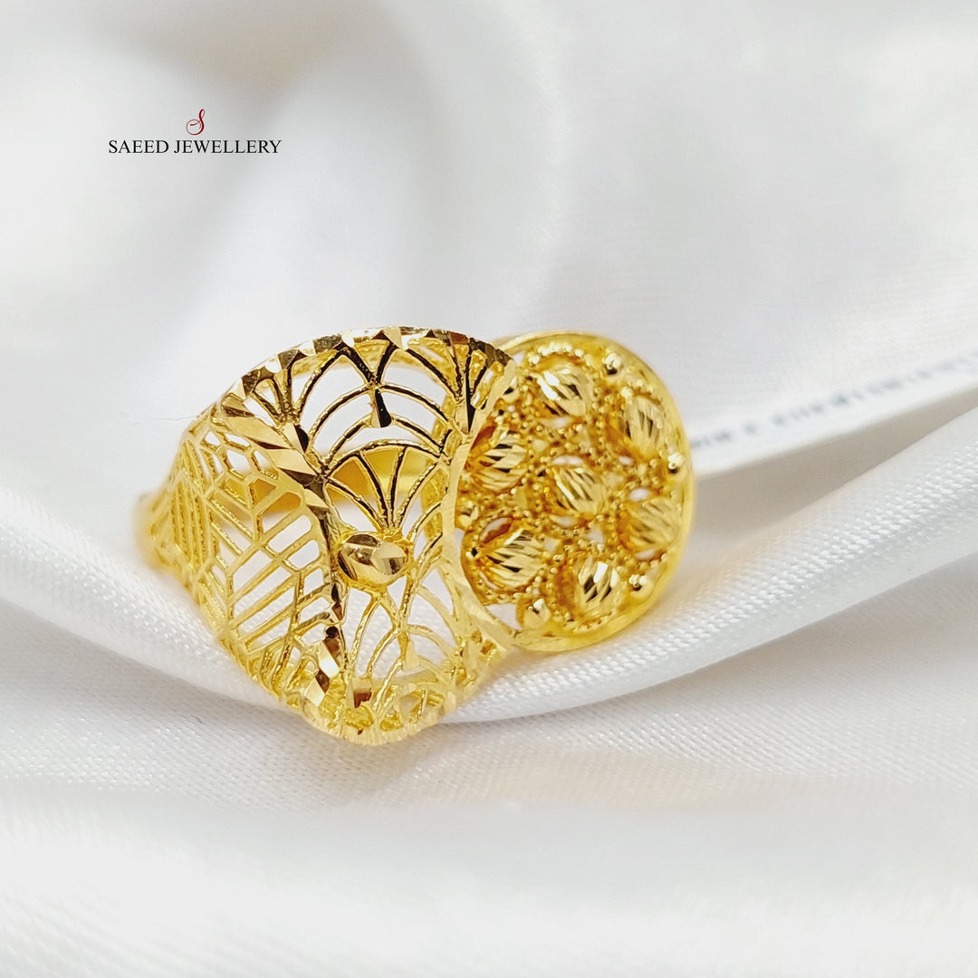 21K Gold Engraved Ring by Saeed Jewelry - Image 4