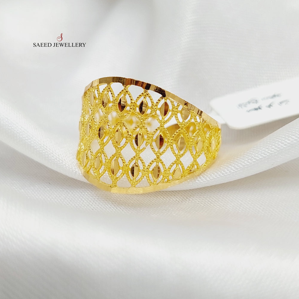 21K Gold Engraved Ring by Saeed Jewelry - Image 2