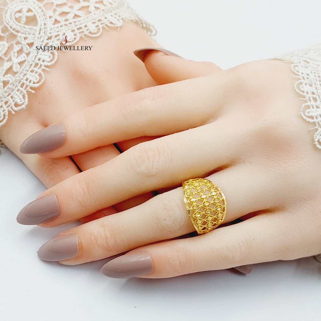 21K Gold Engraved Ring by Saeed Jewelry - Image 4