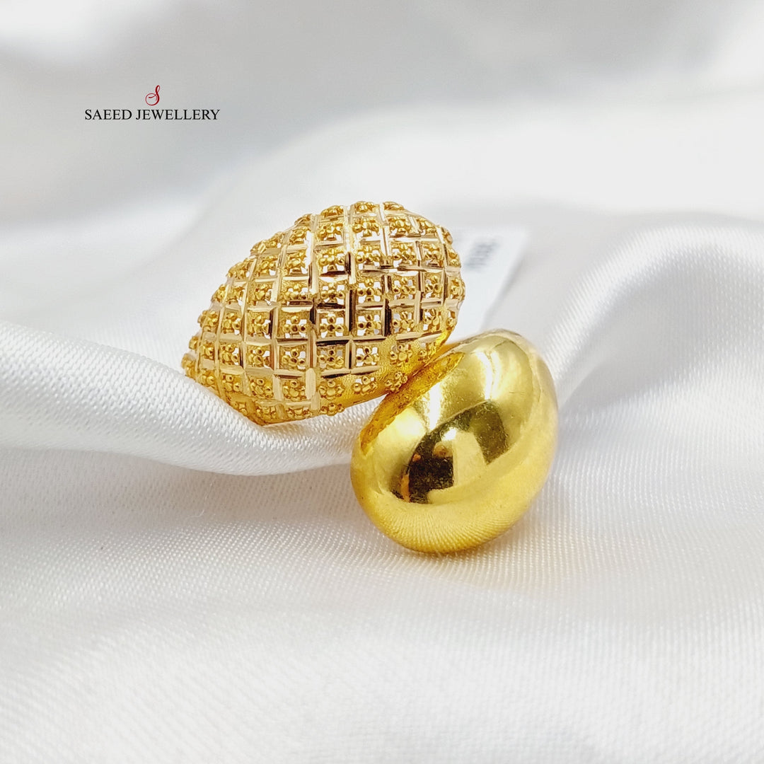 21K Gold Engraved Ring by Saeed Jewelry - Image 2