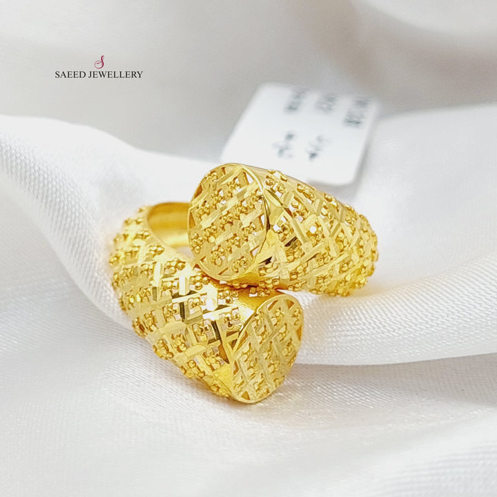 21K Gold Engraved Ring by Saeed Jewelry - Image 1