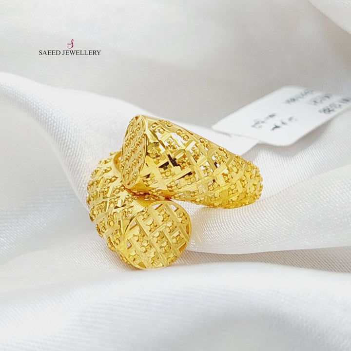 21K Gold Engraved Ring by Saeed Jewelry - Image 2