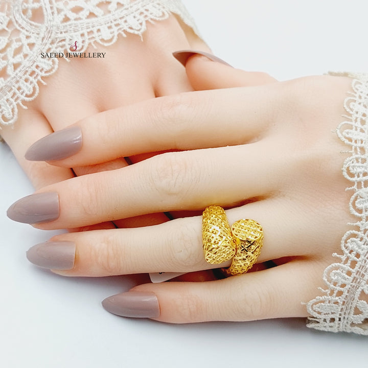 21K Gold Engraved Ring by Saeed Jewelry - Image 4