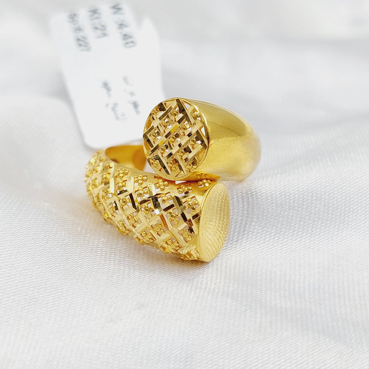 21K Gold Engraved Ring by Saeed Jewelry - Image 1