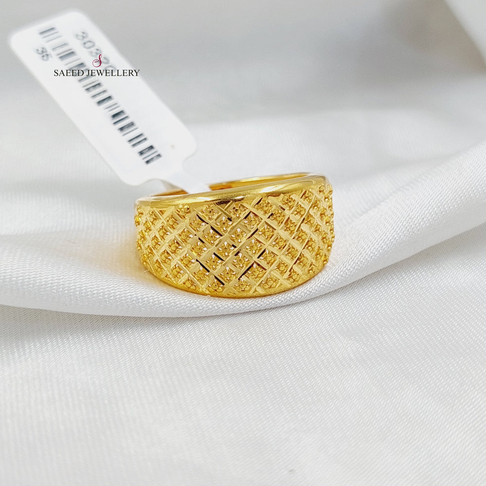 21K Gold Engraved Ring by Saeed Jewelry - Image 2