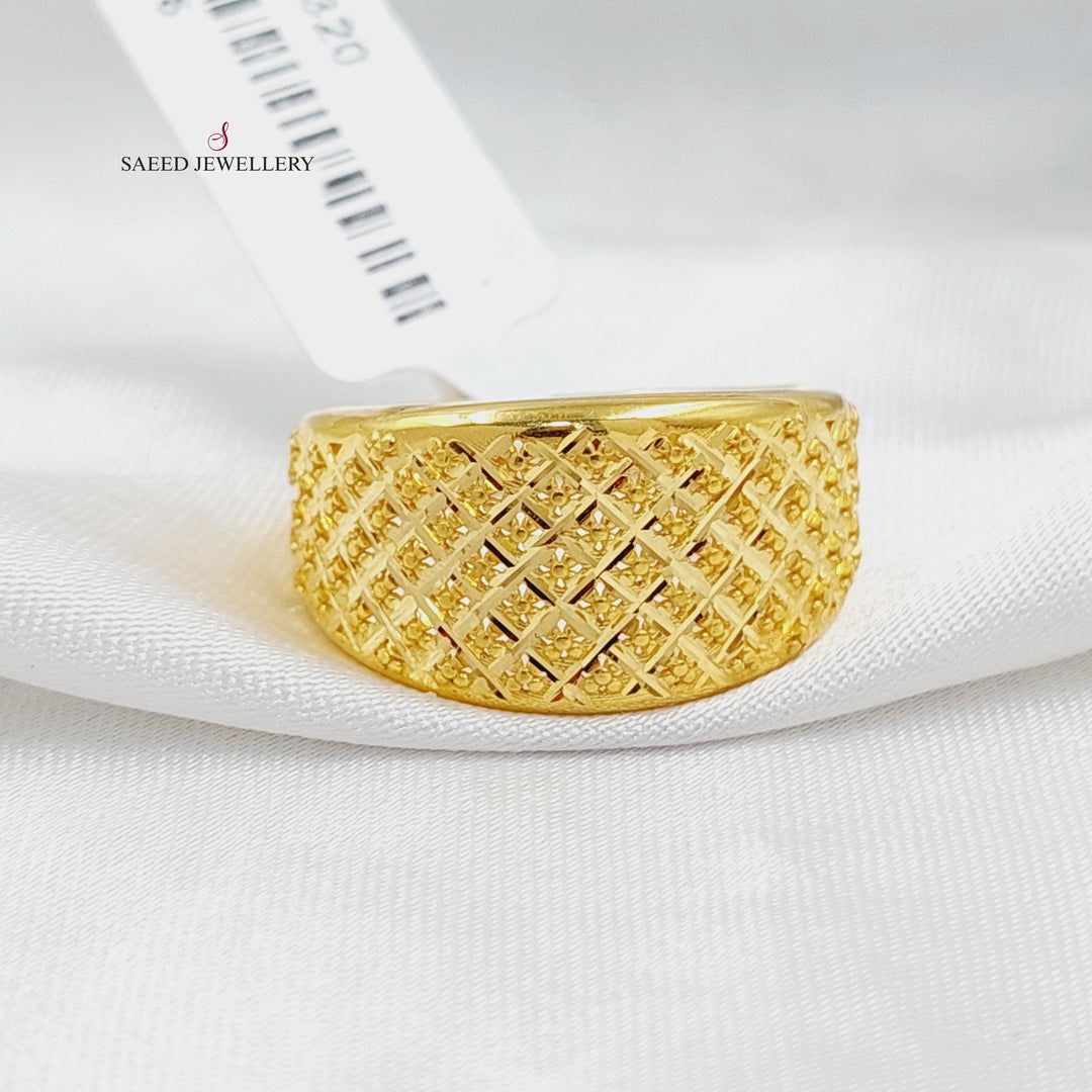 21K Gold Engraved Ring by Saeed Jewelry - Image 1