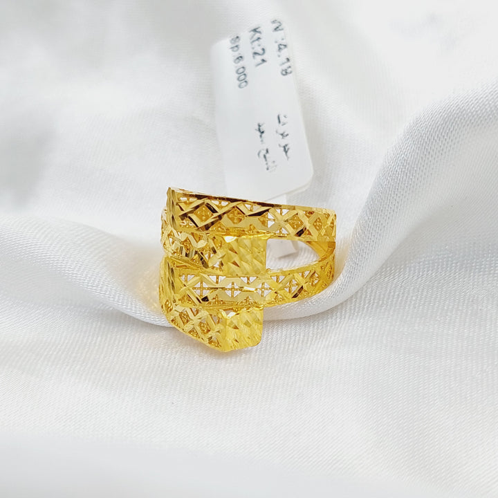 21K Gold Engraved Ring by Saeed Jewelry - Image 3