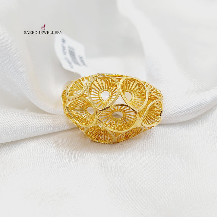 21K Gold Engraved Ring by Saeed Jewelry - Image 3