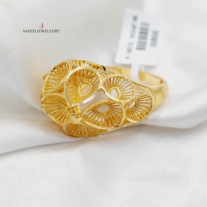 21K Gold Engraved Ring by Saeed Jewelry - Image 1