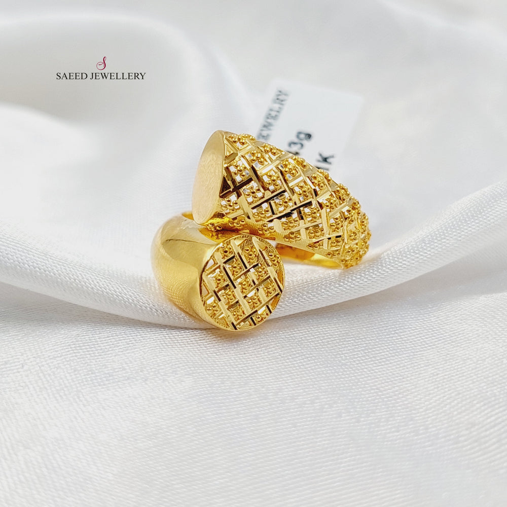 21K Gold Engraved Ring by Saeed Jewelry - Image 2